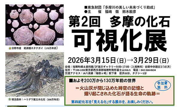 第2回 多摩の化石 可視化展 - 瑞穂町郷土資料館 けやき館 - 瑞穂の歴史